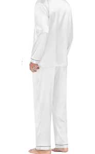 Pyjama en satin de soie pour hommes, vêtements de détente à manches longues, vêtements de nuit deux pièces, ensemble de pyjama boutonné - Product Image 4