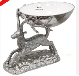 Bol de service de forme ronde en métal argenté et aluminium de qualité standard pour le restaurant et le bar de l'hôtel - Product Image 1