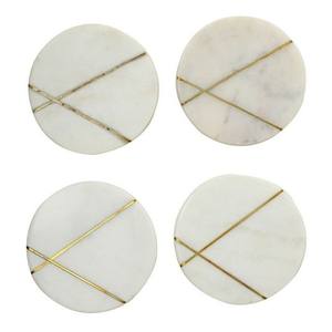 Marble <b>and</b> Mother of Pearl Inlay <b>Coasters</b> <b>Set</b> Tea <b>and</b> Coffee Tabletop Pad for Bar Occasions - Product Image 6