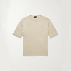 OEM Custom Summer Short Sleeve Cotton <b>Silk</b> <b>Shirts</b> Textured Net Honeycomb Knit Crew Neck Cotton T-<b>Shirts</b> - Product Image 1