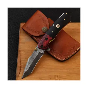 热销全大马士革钢折叠口袋刀高品质批发价格支持OEM和ODM折叠刀