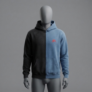 MATTIERA Men's Black Blue Two Tone Pullover <b>Hoodie</b> <b>Red</b> Logo Fleece Sweatshirt Streetwear Casual Hooded Tops Custom Wholesale OEM - Product Image 1