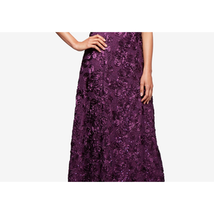 Abito da sera Alex in pizzo viola con stampa floreale, vita naturale, linea ad A, paillettes, per la madre della sposa, lunghezza al pavimento, taglia 10 - Product Image 6