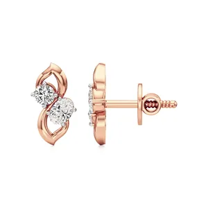 Pendientes Eira Duo, Chapados en Oro Rosa de 18k, con Diamantes, Circonitas y Perlas, Clásicos y Modernos, Regalo para Bodas y Fiestas - Product Image 3