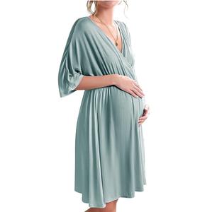 Allaitement mère grossesse robe de maternité vêtements d'allaitement grande taille en mousseline de soie rose décontracté soutien-gorge intégré écologique personnalisé - Product Image 4