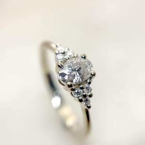 5x7mm Oval Cut Moissanite Engagement Ring | Cluster Side <b>Stones</b> | Gold Silver Bridal Wedding Fine Jewelry OEM - Product Image 3