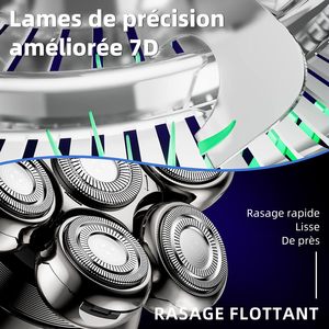 Rasoir Électrique Rotatif pour Hommes avec Base de Recharge Sans Fil, Écran LED, Utilisation Sèche et Humide, Tondeuse à Cheveux, Tondeuse Nez, IPX7 pour le Corps et les Poils du Nez - Product Image 2