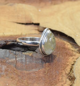 Anillo de piedras preciosas de rutilo dorado, joyería para mujer, joyería de estilo bohemio plateado, anillo hecho a mano de tendencia de Plata de Ley 925, regalo para ella - Product Image 4