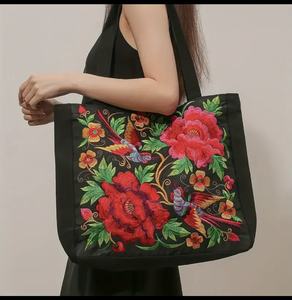 Soft <b>Canvas</b> Dot Pattern Extra Large Logo Tote for Ladies Eco-Friendly Cotton Finish Embroidered Portable Shape Polyester Lining - Product Image 4