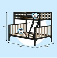 Modernes Massivholz-Etagenbett Klappbares Sofabett mit Stauraum in Schwarz und Eichenoptik für Schlafzimmer