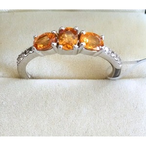 Oval Trilogy <b>Ring</b> Geometric Pattern Cut Diamond <b>Set</b> in Platinum Yellow White <b>Gold</b> Rhodium Plated IGI Certified for Promise Gift - Product Image 1