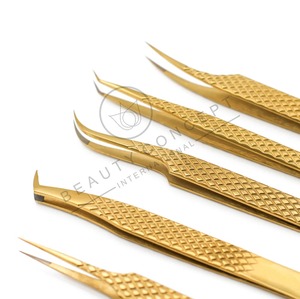 Custom Logo Japanese Stainless Steel Isolation Eyelash Extension Tweezers Eco-Friendly Fiber Tip Diamond Grip Volume Tweezers - Product Image 4