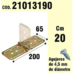 Supporto per Legno con Cerniera Bicromata 65 x 200 mm - Product Image 1