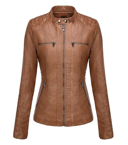 New Style Women Hooded Leather Jacket Two-piece Set Detachable Hat Leather Jacket Women's Spring and Autumn Leather Jacket OEM - Product Image 5