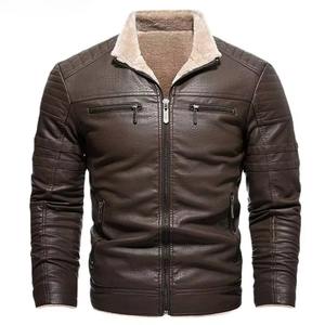 Veste universitaire en cuir et laine pour homme, col montant, logo frontal, haute qualité, mode, épaisse, chaude, coupe ajustée - Product Image 3