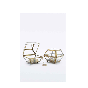 Creative brass and acrylic gift boxes glass jewelry box for photos and custom crystal design piece and hot sale