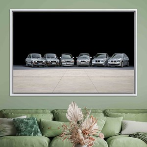 BMW 5 Series Evolution Canvas Print: Elegant Decor Art,WHITE <b>FRAMED</b> CANVAS - Product Image 1