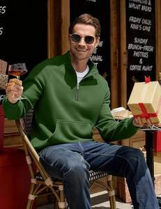 Suéter de Forro Polar para Hombre, Cuello Alto Simulado, Cierre de Cremallera de un Cuarto, Mezcla de Algodón, Cálido, Informal, para Otoño e Invierno - Product Image 2