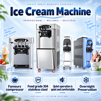 Machine à glace molle commerciale en acier inoxydable homologuée CE, 3 saveurs, meilleur prix, machine à glace molle commerciale automatique