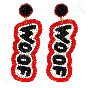 RAVEN Handmade Fabric <b>Backed</b> Beaded <b>Drop</b> Earrings with Glass Seed Beads, Lightweight Statement Jewelry for Game Day, Tailgating - Product Image 3