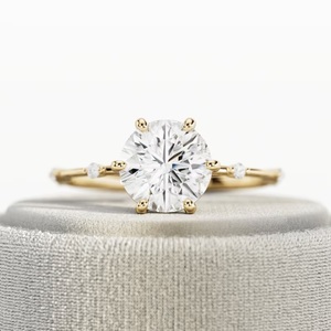 Anillo de compromiso de diamante cultivado en laboratorio de 1,5 quilates, banda de compromiso de diamante mínimo, joyería de compromiso fina inspirada en la naturaleza de oro amarillo - Product Image 1