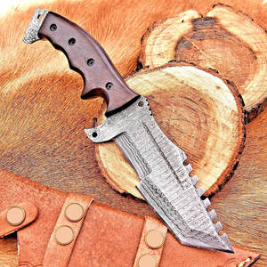 Cuchillo de Supervivencia Hecho a Mano de Acero de Damasco, Cuchillo Utilitario de Acero Completo para Actividades al Aire Libre, Bushcraft, Campamento, Caza - Product Image 2