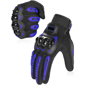 Guantes de cuero de dedo completo en blanco y negro para hombre, temporada de invierno personalizada para montar en moto, motocicleta, ropa de carreras de automóviles - Product Image 5