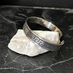 Unisex 925 Sterling <b>Silver</b> Embroidered <b>Cuff</b> <b>Bracelet</b> Adjustable Medium Thickness Patterned <b>Bracelet</b> Handmade Anni for Men Women - Product Image 2