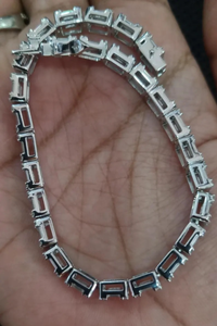 White Baguette Shape Customized <b>Bracelet</b> <b>925</b> <b>Sterling</b> <b>silver</b> Moissanite <b>Bracelet</b> & Other Diamond Jewelry - Product Image 3