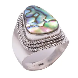 Australian abalone shell ring natural gemstone custom made rings solid 925 sterling silver jewelry rings suppliers