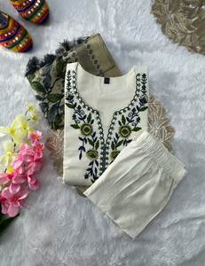 Conjunto de Kurti Tradicional de Algodón Khadi de Primera Calidad, Listo para Usar, con Hermosos Bordados, Disponible en Tallas Grandes y en Varios Colores - Product Image 3