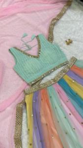 Conjunto de Lehenga Choli de Diseño Completo en Gorgette con Dupatta y Blusa Bordada, Lehenga Nupcial / Lehenga Choli, Precio de Conjunto de Lehenga Multicolor - Product Image 2