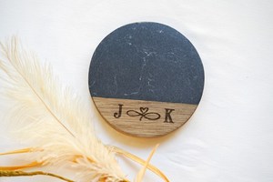 Ensemble de sous-verres en bois poli et résine fusion, sous-verres en pierre durables, durables et réutilisables - Product Image 2