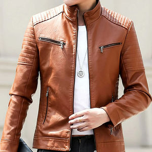 2026 Winter Wear Men's Premium Quality Customized Logo <b>Printing</b> Leather Jacket <b>Top</b> Hot Different Colors Canvas jacket for men - Product Image 5