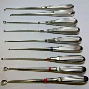 Ensemble de 9 curettes osseuses V.Mueller, instruments d'orthopédie spinale - Product Image 1