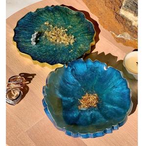 Juego de posavasos de resina de lujo con acabado metálico para sala de estar y cocina - Product Image 5