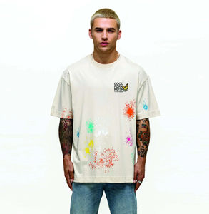 Alta calidad 200 gsm transpirable 100% algodón gran caída hombro comodidad hombres ropa camisetas sueltas recién llegados - Product Image 1