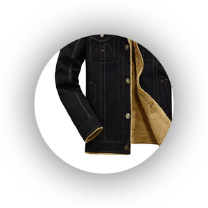 Coated PU Relaxed Fit Modern Oversized <b>Denim</b> <b>Jacket</b> for Men Crocheted Weaving With <b>Vintage</b> Style for Winter Layering Streetwear - Product Image 5