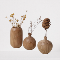 Vas Bunga Kayu Desain Minimalis Bambu Ramah Lingkungan Logo Terukir Dekorasi Rumah Modern