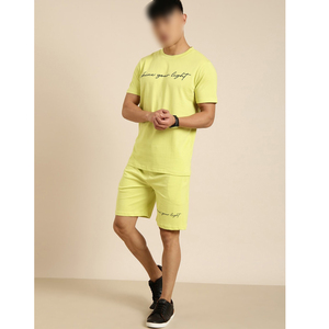 Yellow Color With Half Sleeve OEM Service Good Supplier With Own Logo Print <b>Men</b> Outer Wear T-<b>Shirt</b> Sets BY AMAZING INDUSTRIES - Product Image 3