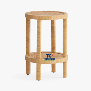 Table de chevet en rotin durable faite à la main en osier naturel pour intérieur de maison bohème et décoration confortable - Product Image 1