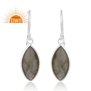 Meilleure vente 925 argent Sterling naturel Labradorite pierre précieuse boucle d'oreille bijoux personnalisés pour les femmes cadeau pour elle - Product Image 1