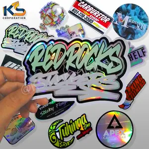 Custom Die Cut Holographic Sticker PU Sticker With Your Own Design Holographic Self adhesive Waterproof Die Cut Hologram Sticker
