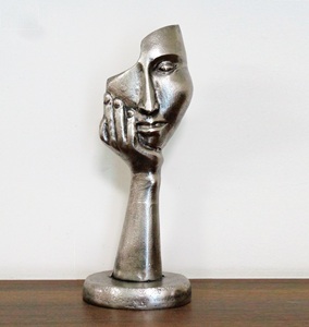 Finition noire Visage de sculpture décoratif pour la maison personnalisé unique avec sculpture de visage en fonte d'aluminium de haute qualité au prix le plus bas - Product Image 3