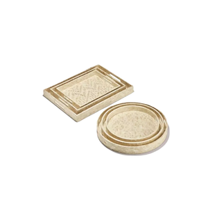 Bandeja redonda con incrustaciones de mosaico, productos de buena calidad, color blanco perla madre - Product Image 2