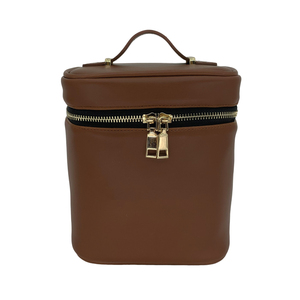 Neceser de viaje con logotipo personalizado, color marrón claro, PU, con cremallera - Product Image 1