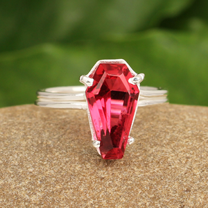 Handcrafted 925 Sterling Silver Fine Jewelry Classics 8x14mm Coffin Shape Pink Tourmaline <b>Quartz</b> <b>Ring</b> Women's Anniversary Gifts - Product Image 1