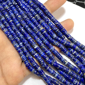 Natural Lapiz Lazuli Smooth Round Heishi <b>Beads</b> <b>Blue</b> Gemstone with Center Drill Tier Shape 5-5.5MM 14 Inch Long Strand - Product Image 3