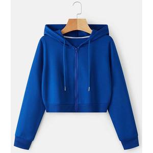 Hoodies d'hiver unis et courts de haute qualité, coupe ample, 500 g/m², style streetwear, avec fermeture éclair, à prix abordable - Product Image 1