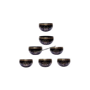 ชามทองเหลืองสำหรับการร้องเพลงจักระทั้งเจ็ดสีดำเพื่อการผ่อนคลายความเครียดโยคะโลหะเกี่ยวกับการเดินเรือ - Product Image 2